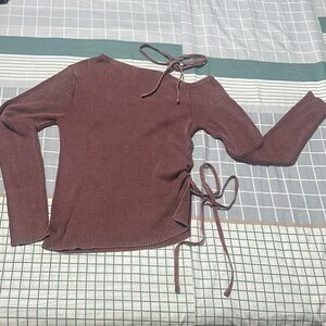 Boohoo Chocolate Ribbed Women's Blouse